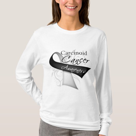 スクロールリボンのCarcinoid蟹座の認識度 Tシャツ (正面)