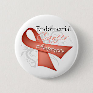 スクロールリボンのEndometrial蟹座の認識度 缶バッジ