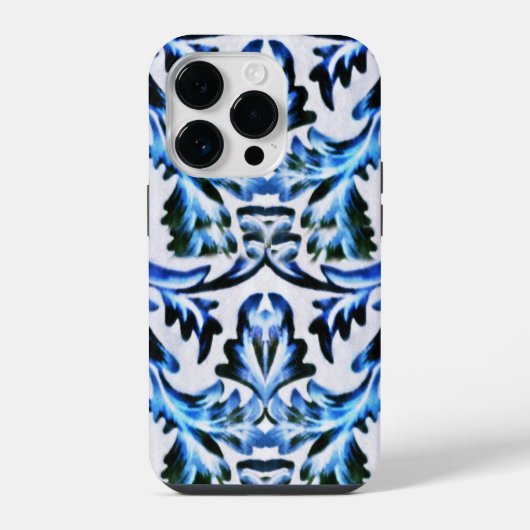 スクロールリーフ ブルー iPhoneケース (裏面)