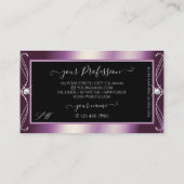 スクロールワークブラックパープルスパークルダイヤモンドイニシャル 名刺 (裏面)