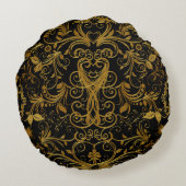 スクロール作業、金ゴールドラウンド装飾用クッション ラウンドクッション (裏面)