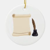 スクロール文字とインク セラミックオーナメント (正面)