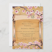 スクロール日本のさくらんぼブロッサムブライダルシャワー 招待状 (正面)