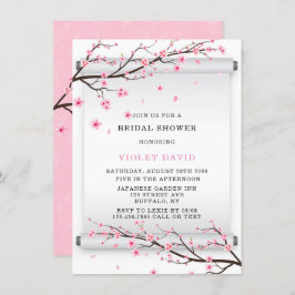 スクロール日本のさくらんぼブロッサムブライダルシャワー 招待状