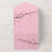 スクロール日本のさくらんぼブロッサム結婚ズ オールインワン招待状 (外側)