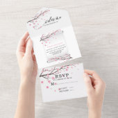 スクロール日本のさくらんぼブロッサム結婚ズ オールインワン招待状 (貼ってはがせる)