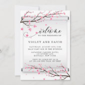 スクロール日本のさくらんぼブロッサム結婚式招待状 招待状 (正面)