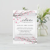 スクロール日本のさくらんぼブロッサム結婚式招待状 招待状 (スタンド正面)