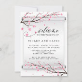 スクロール日本のさくらんぼブロッサム結婚式招待状 招待状 (正面)