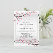 スクロール日本のさくらんぼ花の木のウェディングシャワー 招待状 (スタンド正面)