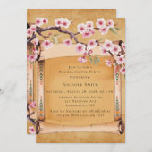 スクロール日本のさくらんぼ花バチェロレッテ 招待状 (正面/裏面)