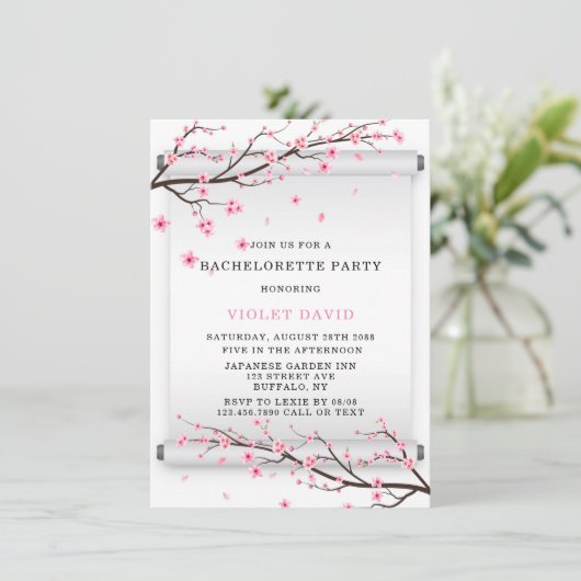 スクロール日本のさくらんぼ花バチェロレッテ 招待状 (スタンド正面)