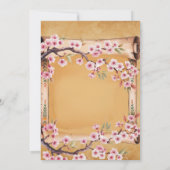 スクロール日本のさくらんぼ花花花花嫁ランチ 招待状 (裏面)