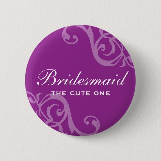 スクロール紫色の結婚式の名札のバッジピンボタン 缶バッジ (正面)