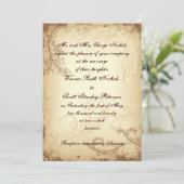 スクロール葉ヴィンテージ茶色ベージュ結婚式招待状 招待状 (スタンド正面)
