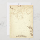 スクロール葉ヴィンテージ茶色ベージュ結婚式招待状 招待状 (裏面)