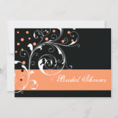 スクロール葉黒珊瑚結婚のブライダルシャワー 招待状 (正面)