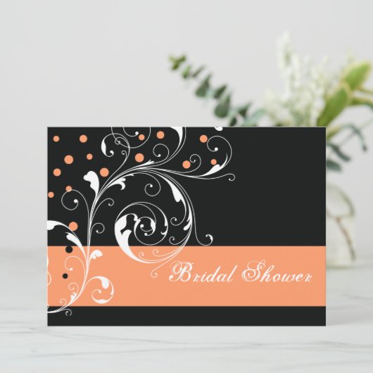 スクロール葉黒珊瑚結婚のブライダルシャワー 招待状 (スタンド正面)