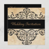 スクロール西部開拓時代のカントリーウェディング 招待状 (正面/裏面)