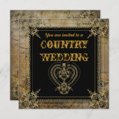 スクロール西部開拓時代のカントリーサロン結婚式 招待状 (正面/裏面)