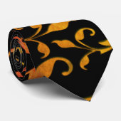 スクロール錆と黒シルキー ネクタイ (ロール)