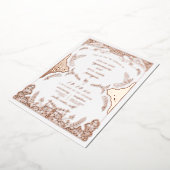 スクロール離れお洒落結婚バラ金ゴールド 箔招待状 (回転した状態)