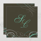 スクロール/スウーッシュ/何か青 招待状 (正面/裏面)