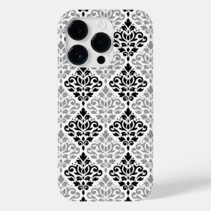 スクロール ダマスク 大きな模様 黒 灰色 白 Case-Mate iPhone 14 PROケース