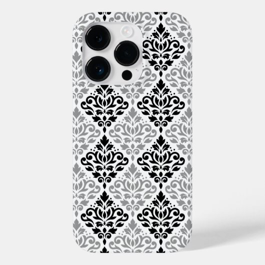スクロール ダマスク 大きな模様 黒 灰色 白 Case-Mate iPhoneケース (裏面)