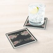 スクロール(バラビクトリアンスタイル) ガラスコースター (アングル)