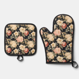 スクロール(バラビクトリアンスタイル) 鍋つかみ&鍋敷きセット