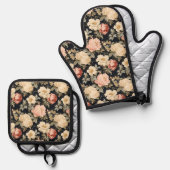 スクロール(バラビクトリアンスタイル) 鍋つかみ&鍋敷きセット (正面/裏面)