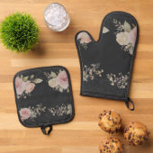 スクロール(バラビクトリアンスタイル) 鍋つかみ&鍋敷きセット (トップダウン)