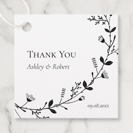 スクロール ヴァイン ウェディング サンクス ギフト フェイバータグ (正面)