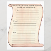 スクロール、私は、私は知っ感じている、並んだジャーナルシート (正面)