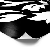 スクロールDamask Art Ib白（黒） ポスター (コーナー)