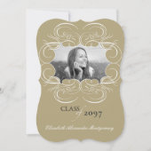 スクロ芸術的ールフレーム写真シック卒業パーティー 招待状 (正面)