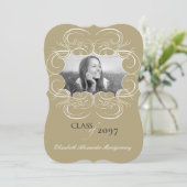 スクロ芸術的ールフレーム写真シック卒業パーティー 招待状 (スタンド正面)