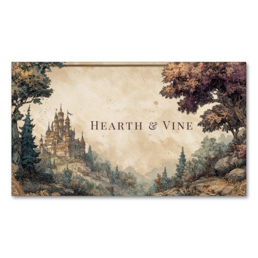 スクロ華美ルワークヴィンテージ童話の城 マグネット名刺 (正面)