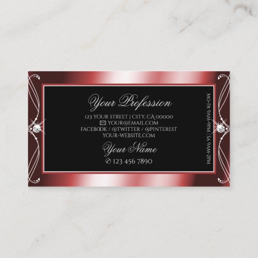 スクワイグド黒赤ダイヤきらめくモンド装飾品 名刺 (裏面)