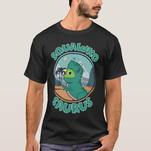 スクワコサウルスレックスオウムIグリーンオウム Tシャツ (正面)