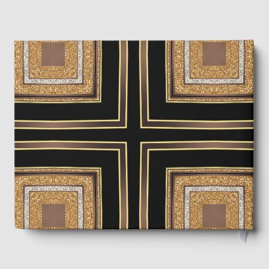 スクワジアールデコグリッター金ゴールドブラックパターン ゲストブック (裏面)