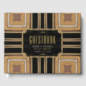 スクワジアールデコグリッター金ゴールドブラックパターン ゲストブック (正面)