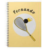 スクワッシュプレーヤーコーチ ラケットボール オーダーメイドネーム スポーツ ノートブック (正面)