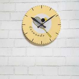 スクワッシュプレーヤー コーチ ラケットボール オーダーメイドネーム ラウンド壁時計