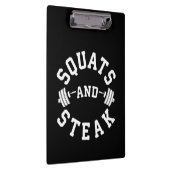 スクワットとステーキ、レッグデー – おもしろいトレーニング クリップボード (右)