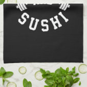 スクワットと寿司 – Carbs and Leg Day – ジミおもしろいム キッチンタオル (折り畳み)