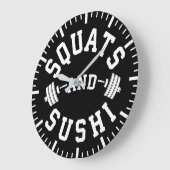 スクワットと寿司 – Carbs and Leg Day – ジミおもしろいム ラージ壁時計 (傾斜)