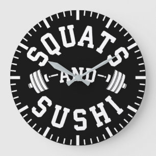 スクワットと寿司 – Carbs and Leg Day – ジミおもしろいム ラージ壁時計