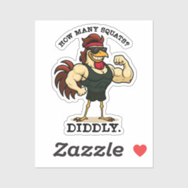 スクワット何回？Diddly - おもしろい雄鶏のジム シール